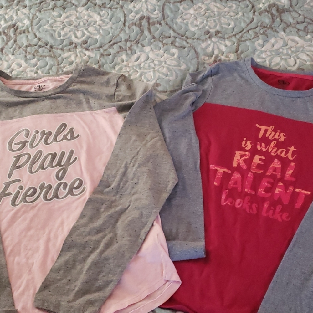 2 Long Sleeve Girls Shirts Size XL 14-16